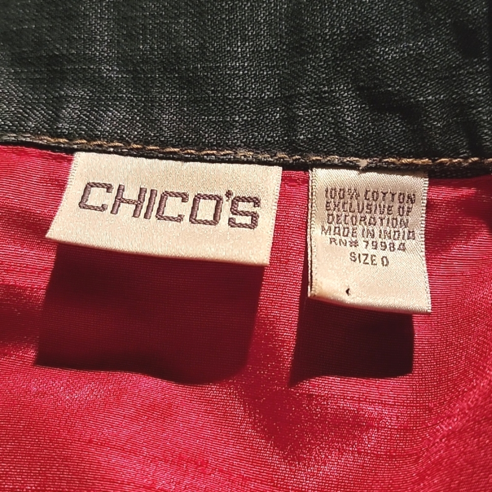 CHICO’S VINTAGE DENIM JACKET WITH THE AMERICAN FLAG ON THE BACK - Picture 12 of 14
